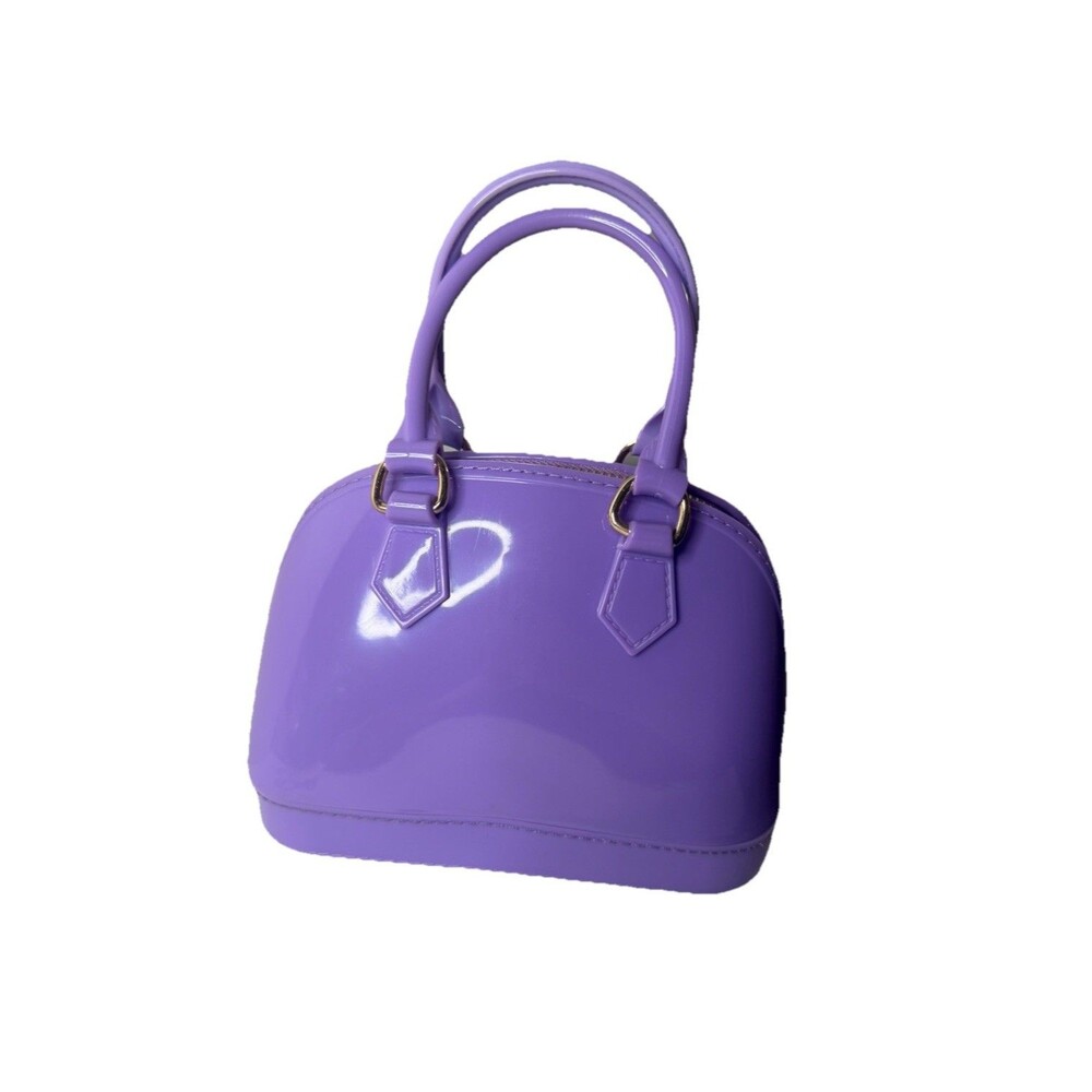 Mini Purple Jelly Dome Satchel Handbag with Detachable Gold Chain Strap
